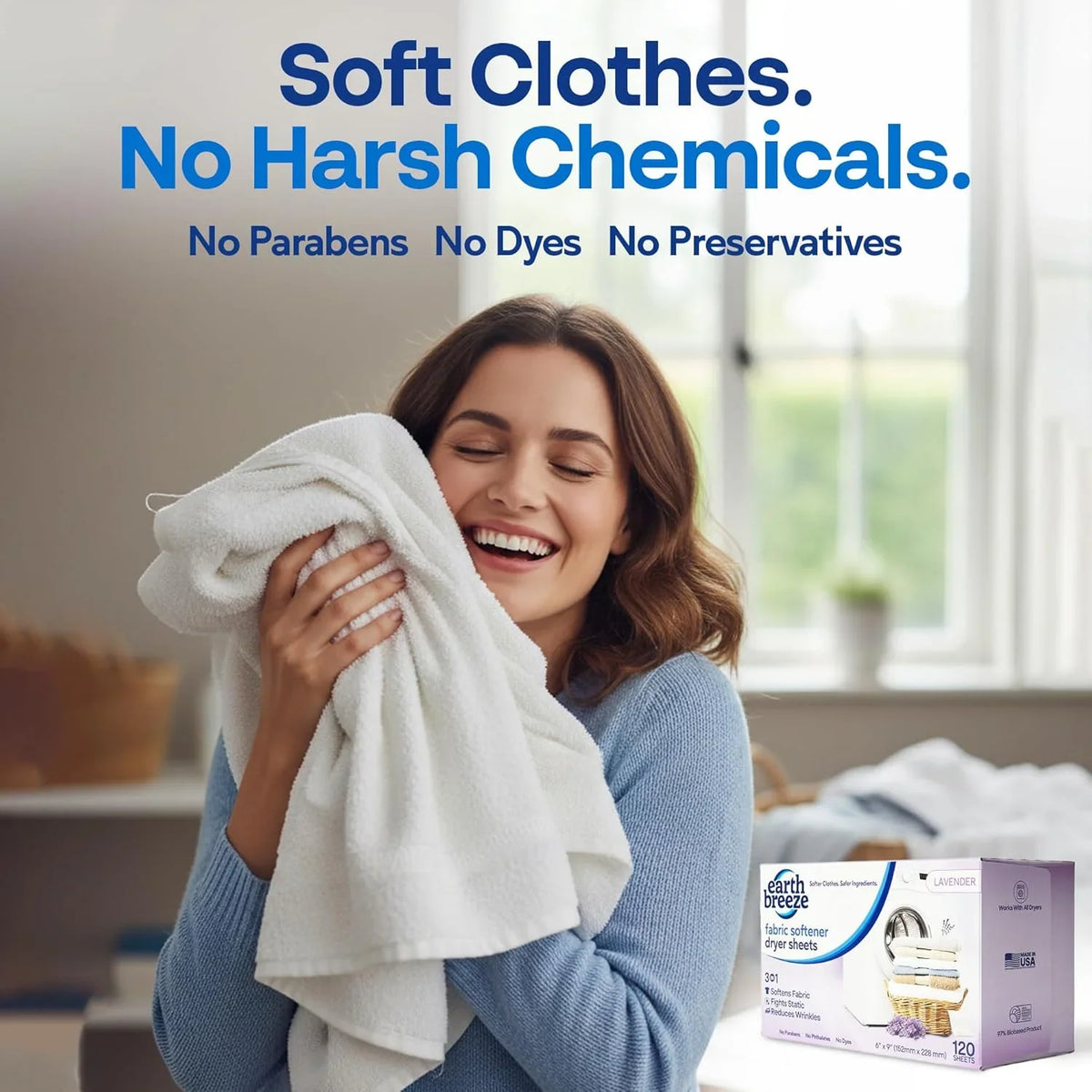 Earth Breeze Fabric Softener Dryer Sheets Lavender (2 Pack)