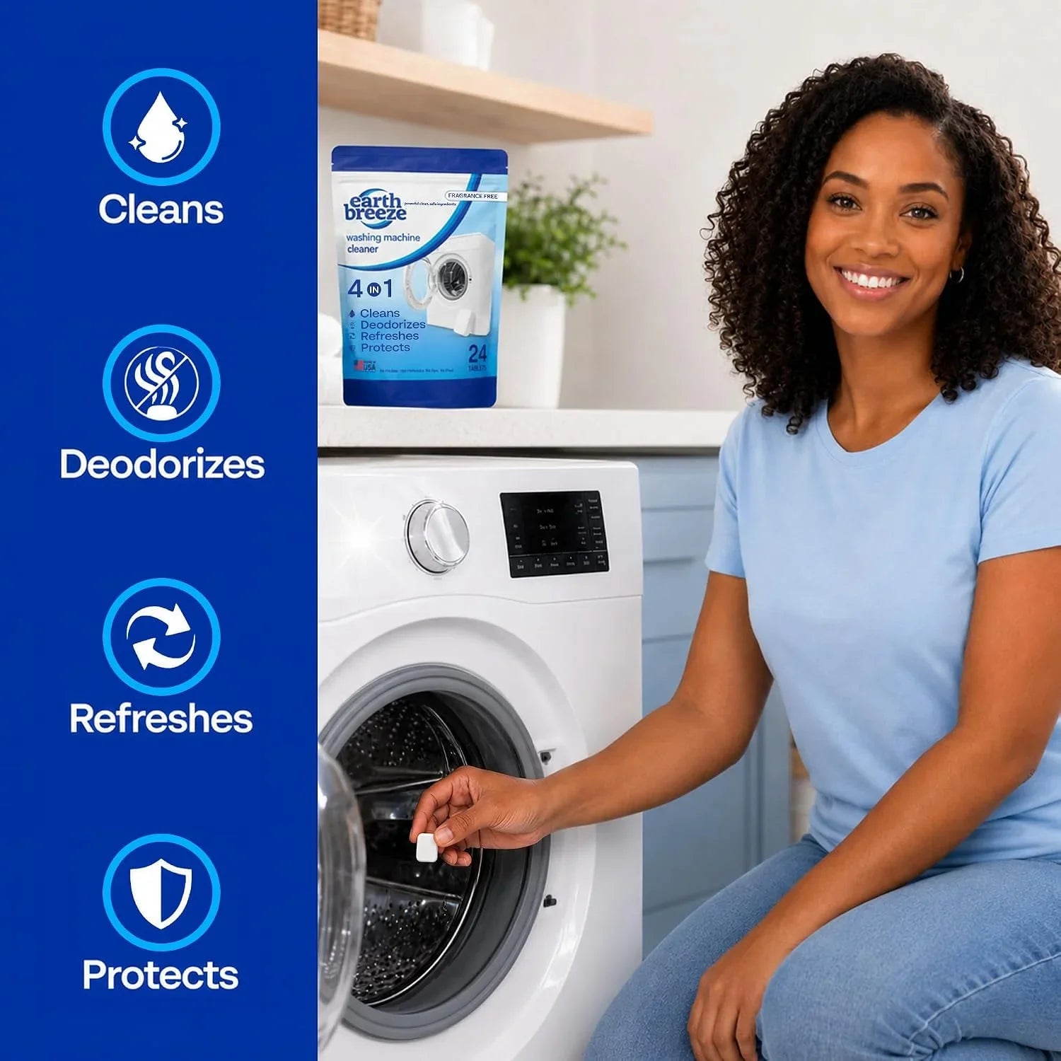 Earth Breeze Washing Machine Cleaner Tablets Fragrance-Free 1 Year Supply Secondary image